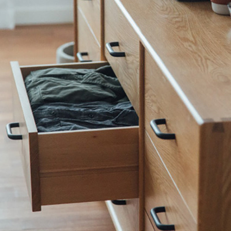 Modern 9-Drawer Sideboard Simple Pine Wood Buffet Table for Dining Room