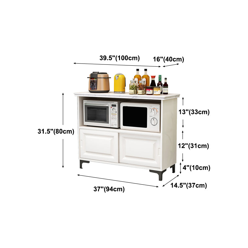 Modern Style Stone Sideboard Dining Room 31.5"H Buffet Server in White