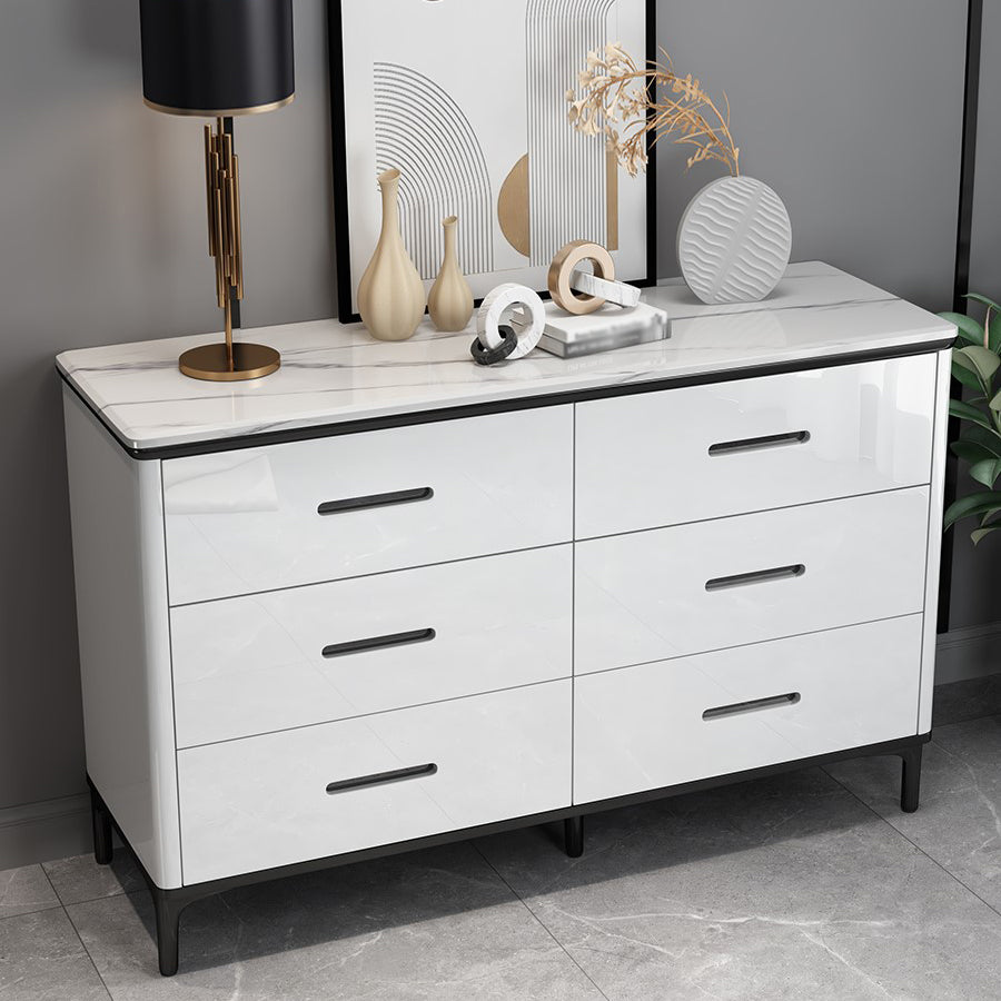 White Marble Buffet/Console Living Room Modern Sideboard Table with Drawers