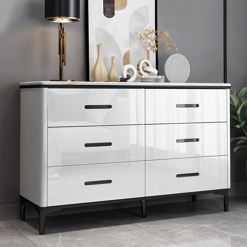 White Marble Buffet/Console Living Room Modern Sideboard Table with Drawers