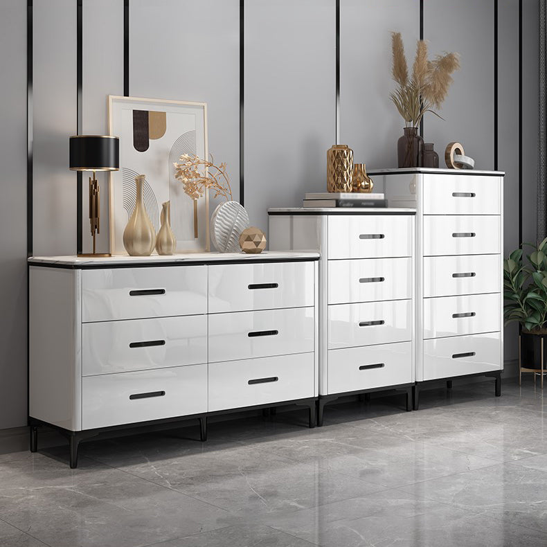 White Marble Buffet/Console Living Room Modern Sideboard Table with Drawers