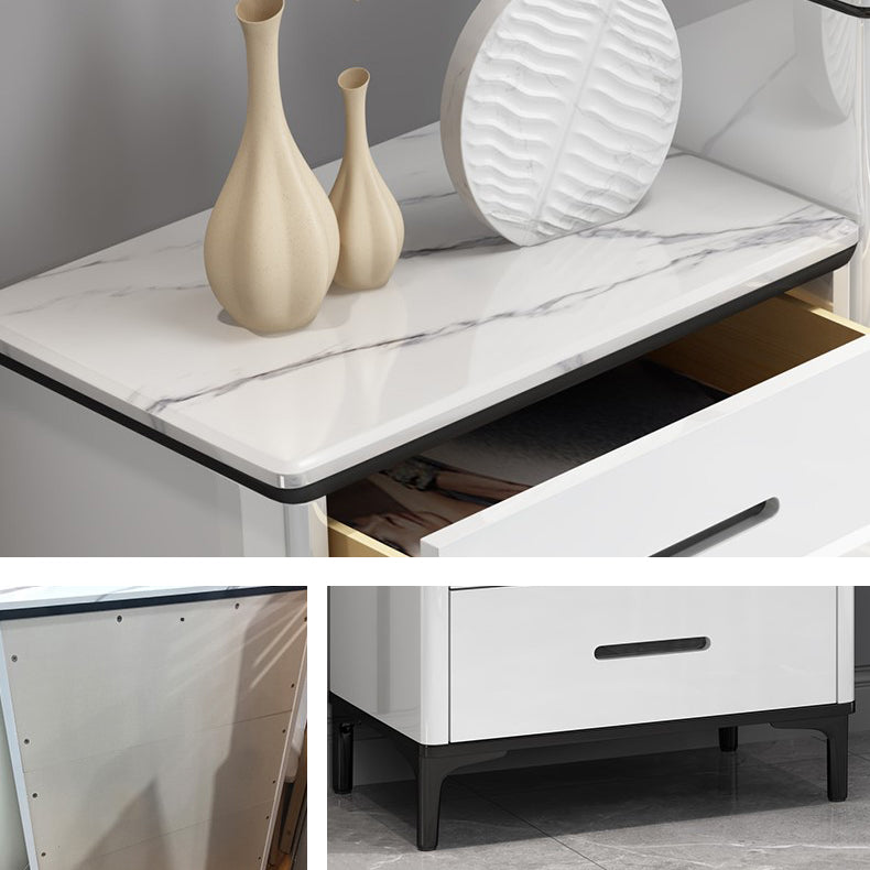 White Marble Buffet/Console Living Room Modern Sideboard Table with Drawers