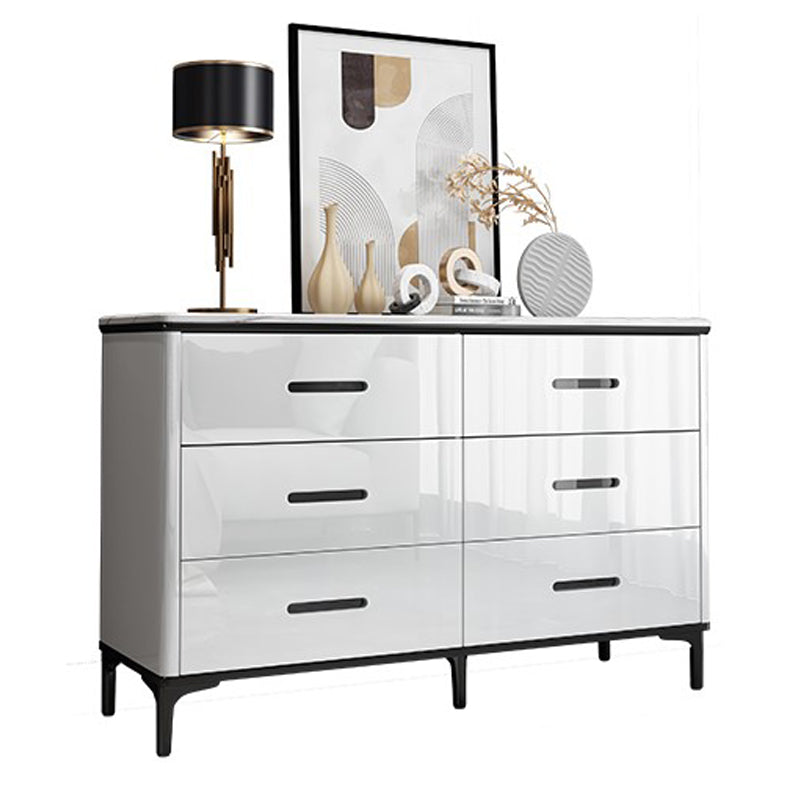 White Marble Buffet/Console Living Room Modern Sideboard Table with Drawers