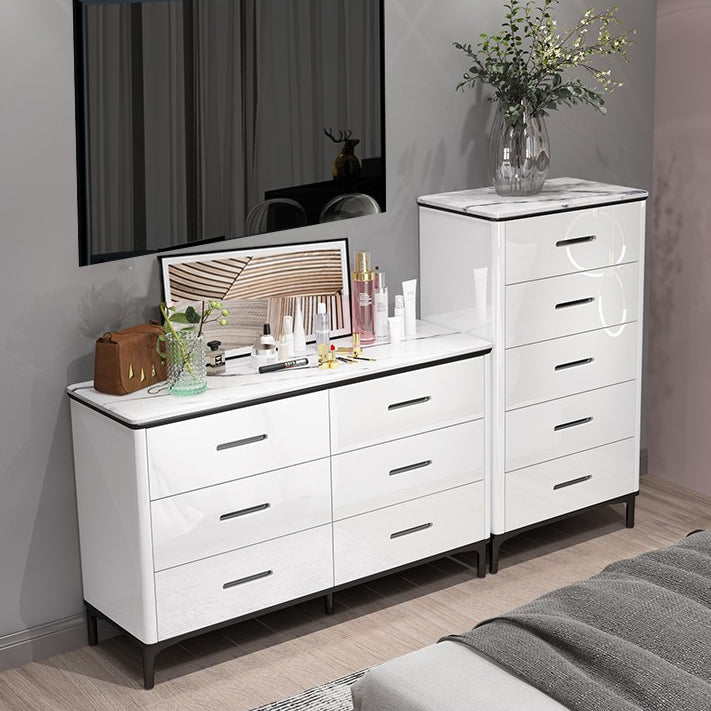 White Marble Buffet/Console Living Room Modern Sideboard Table with Drawers