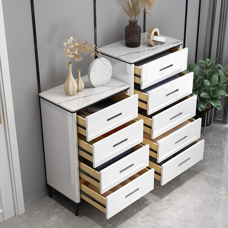 White Marble Buffet/Console Living Room Modern Sideboard Table with Drawers