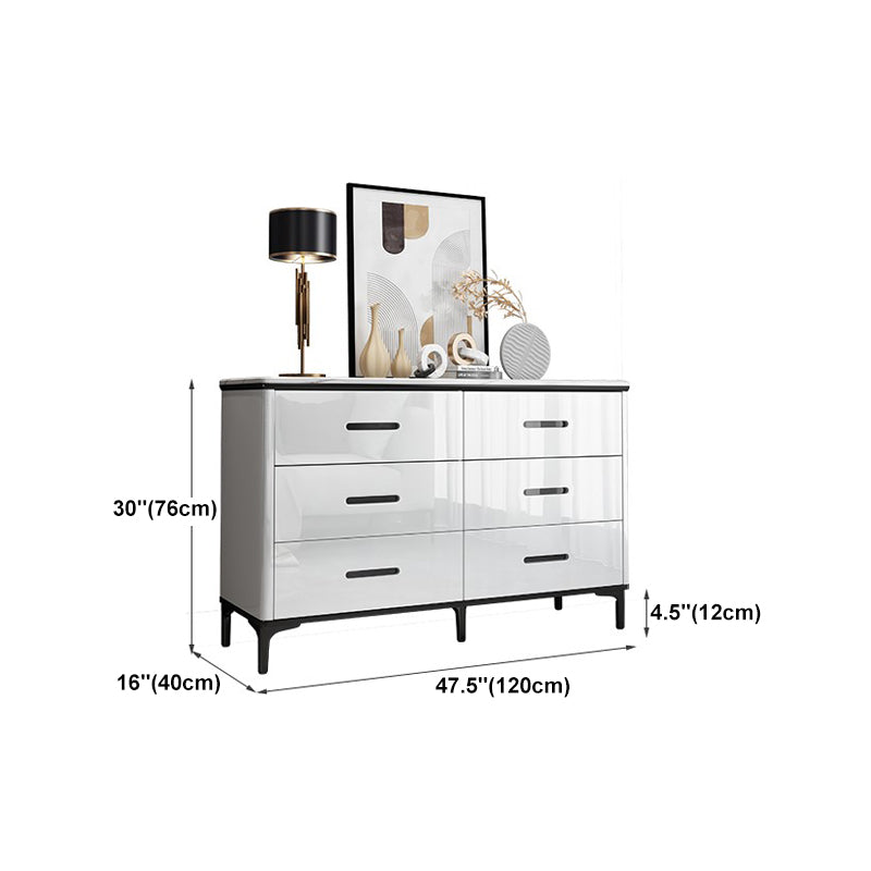 White Marble Buffet/Console Living Room Modern Sideboard Table with Drawers