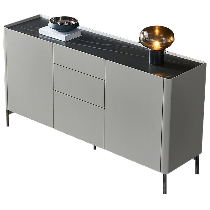 Grey Stone and Wood Buffet Living Room Dining Server with Drawers