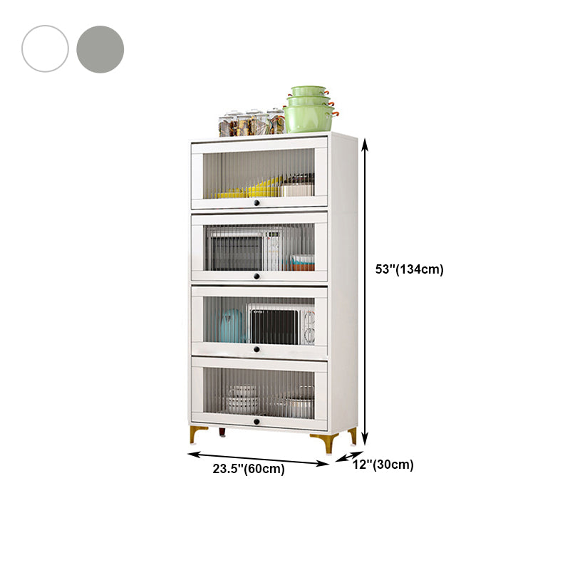 Glam Style Kitchen Server Tempered Glass Doors Buffet Server for Dining Room