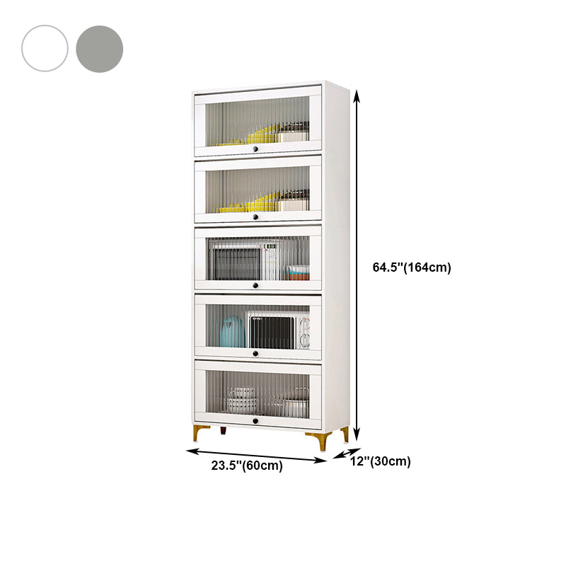 Glam Style Kitchen Server Tempered Glass Doors Buffet Server for Dining Room