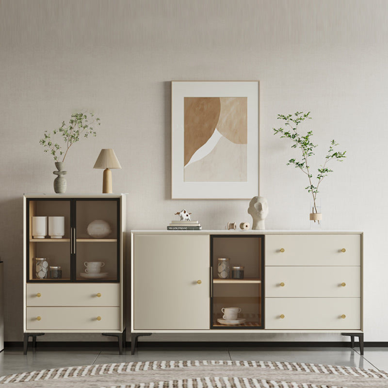 Simple Style Cupboard White Wood Frame Dining Sideboard for Living Room