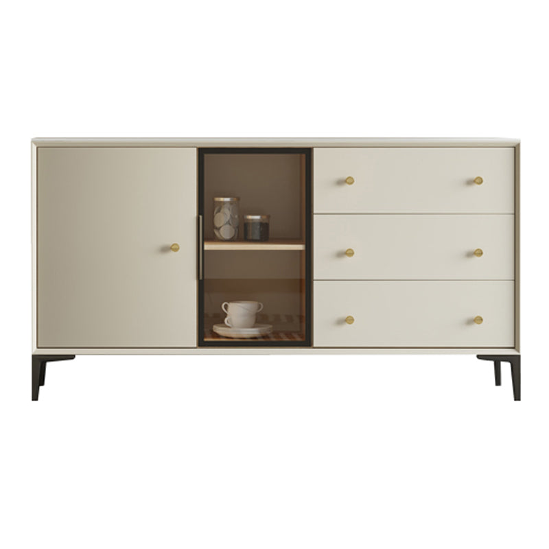 Simple Style Cupboard White Wood Frame Dining Sideboard for Living Room