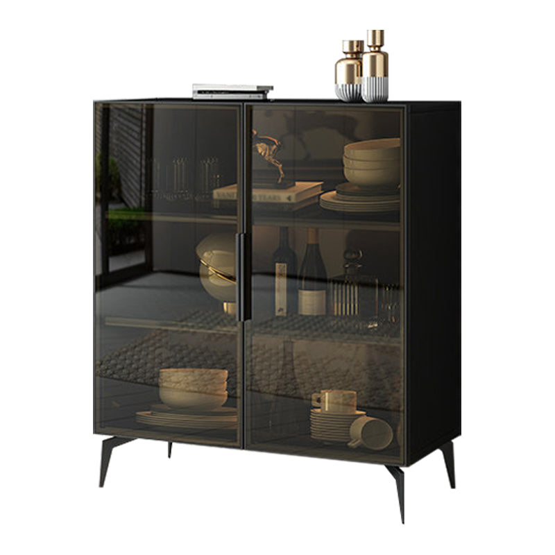 Modern Style Glass Sideboard Dining Room 36.6"H Buffet Server in Black