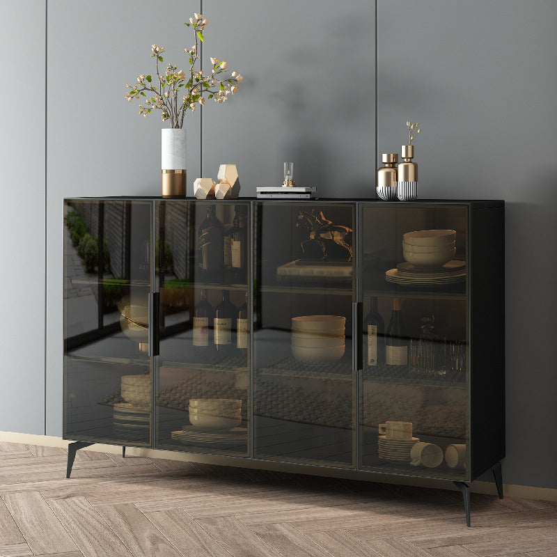 Modern Style Glass Sideboard Dining Room 36.6"H Buffet Server in Black