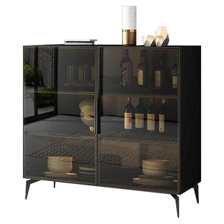 Modern Style Glass Sideboard Dining Room 36.6"H Buffet Server in Black