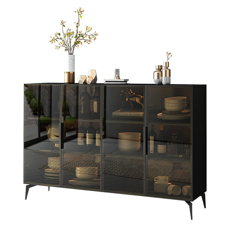 Modern Style Glass Sideboard Dining Room 36.6"H Buffet Server in Black