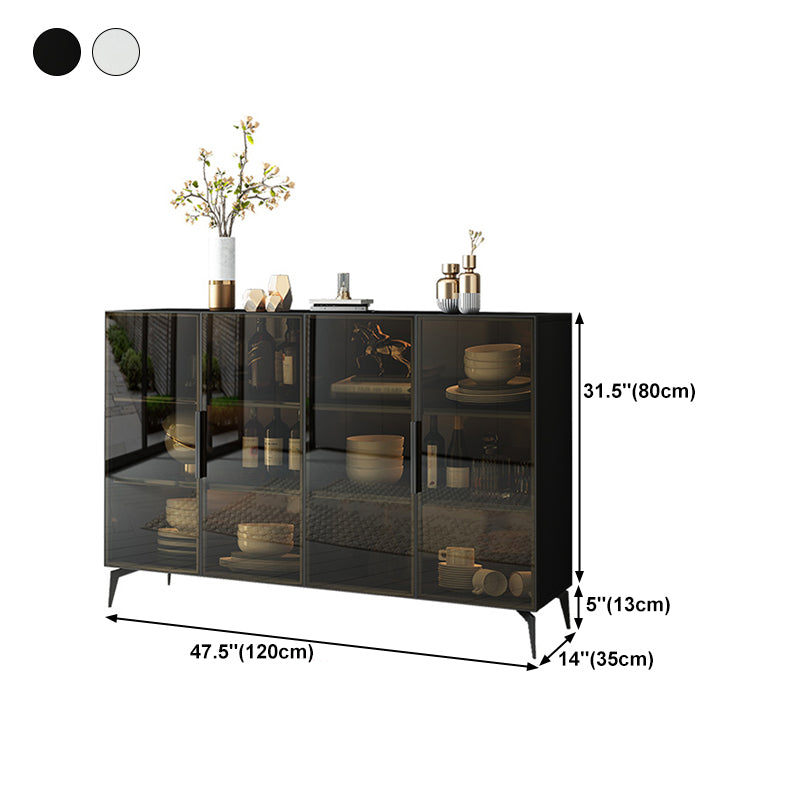 Modern Style Glass Sideboard Dining Room 36.6"H Buffet Server in Black