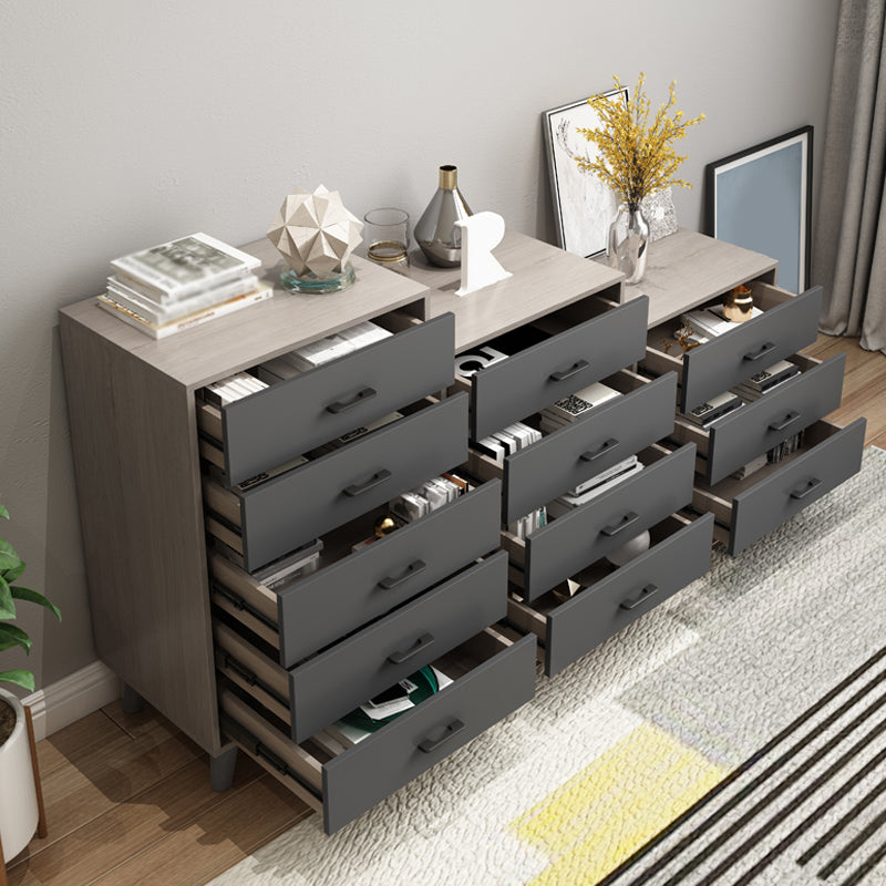 Gray Buffet Table Wood Multi Drawer Modern Style Buffet Table for Living Room