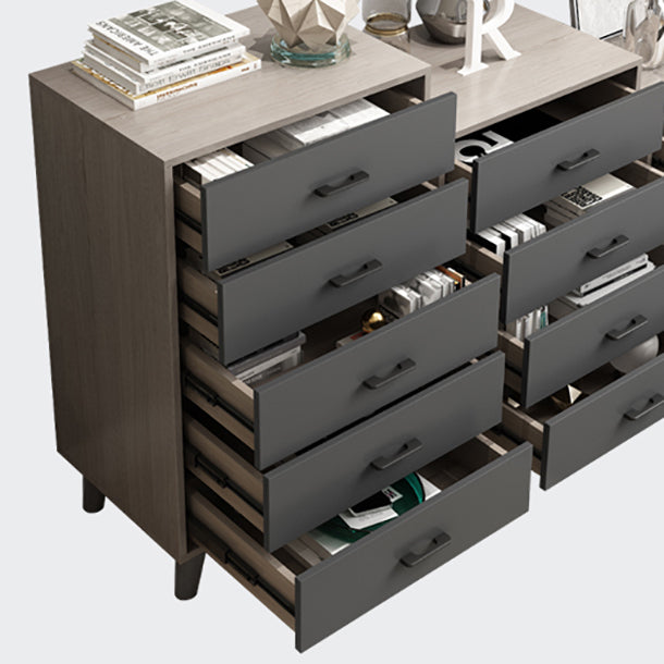 Gray Buffet Table Wood Multi Drawer Modern Style Buffet Table for Living Room