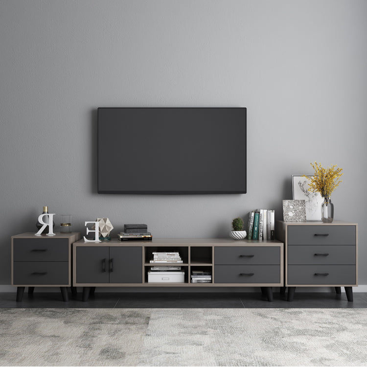 Gray Buffet Table Wood Multi Drawer Modern Style Buffet Table for Living Room