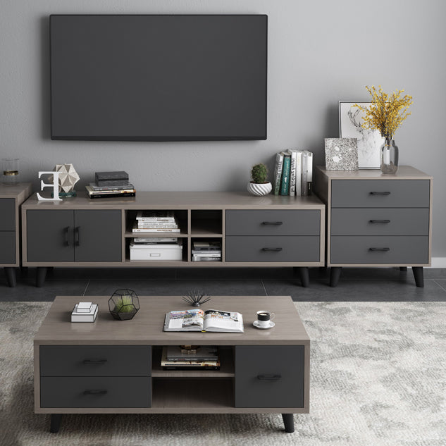 Gray Buffet Table Wood Multi Drawer Modern Style Buffet Table for Living Room