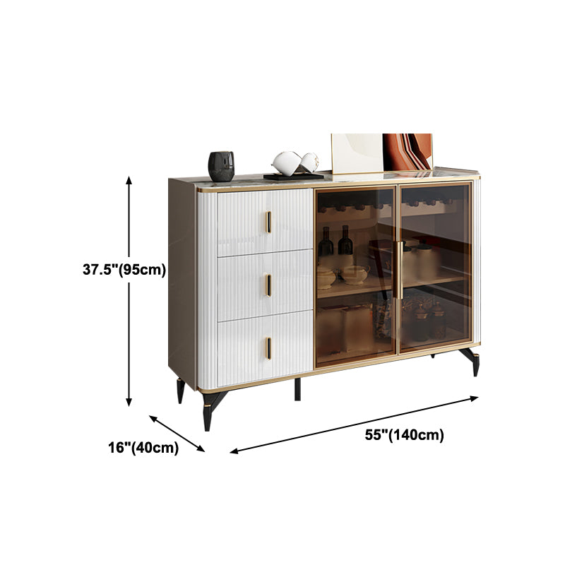 38-inch Height Sideboard Glass Door Dining Cupboard for Kitchen