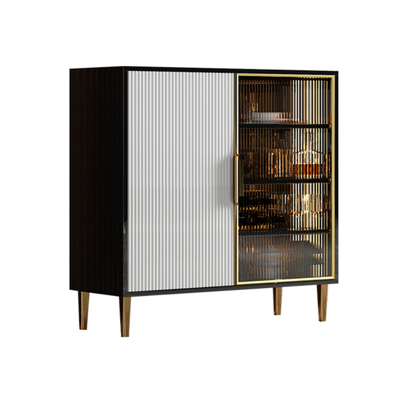 Glass Door Wood Sideboard Glam Server Cabinet with Storage for Dining Room