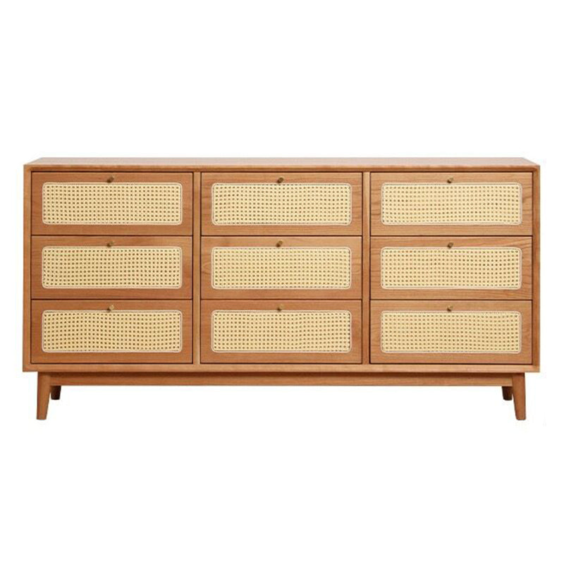 Modern Pine Wood Sideboard Simple Beige Buffet Table with Drawer for Dining Room