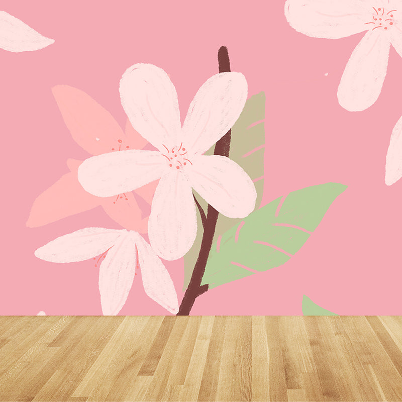 Eco-friendly Wall Mural Wallpaper Illustration Plants Sitting Room Wall Mural