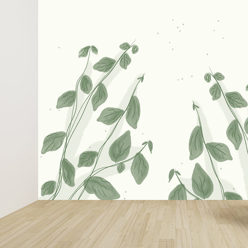 Eco-friendly Wall Mural Wallpaper Illustration Plants Sitting Room Wall Mural