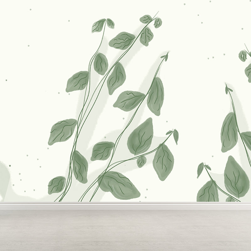 Eco-friendly Wall Mural Wallpaper Illustration Plants Sitting Room Wall Mural