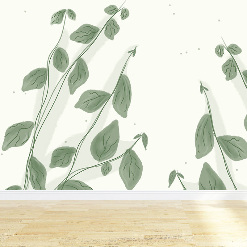 Eco-friendly Wall Mural Wallpaper Illustration Plants Sitting Room Wall Mural