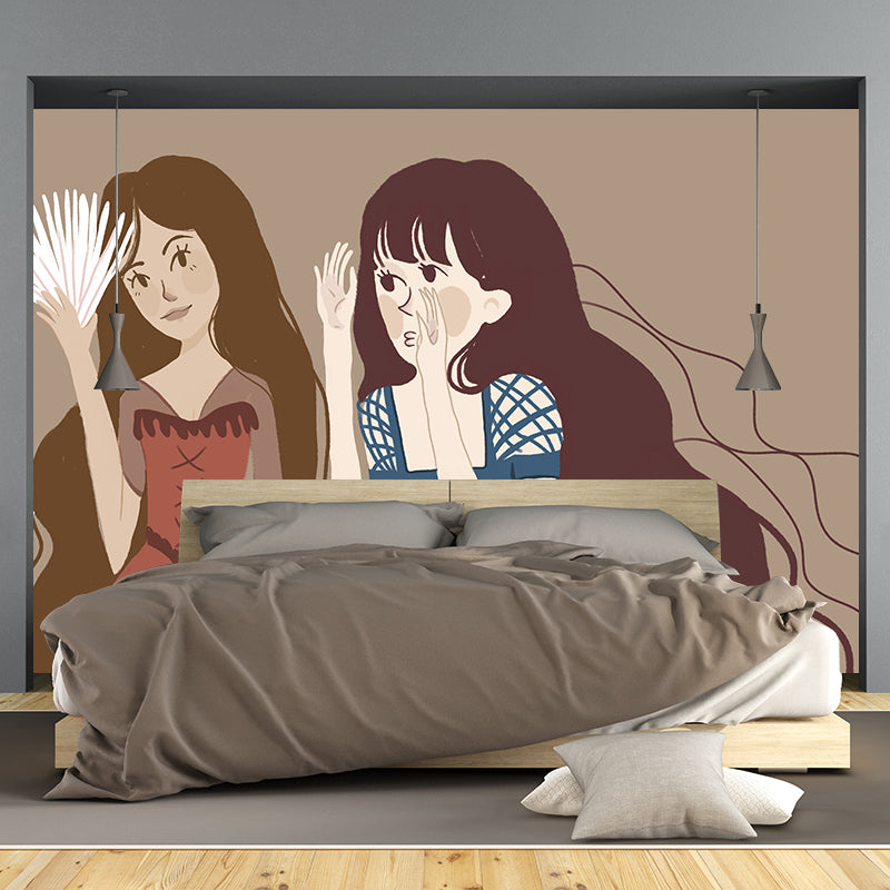 Portraiture Mildew Resistant Wallpaper Illustration Sleeping Room Wall Mural