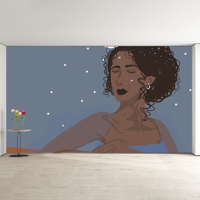 Modern Style Illustration Mural Wallpaper Portraiture Indoor Wall Mural