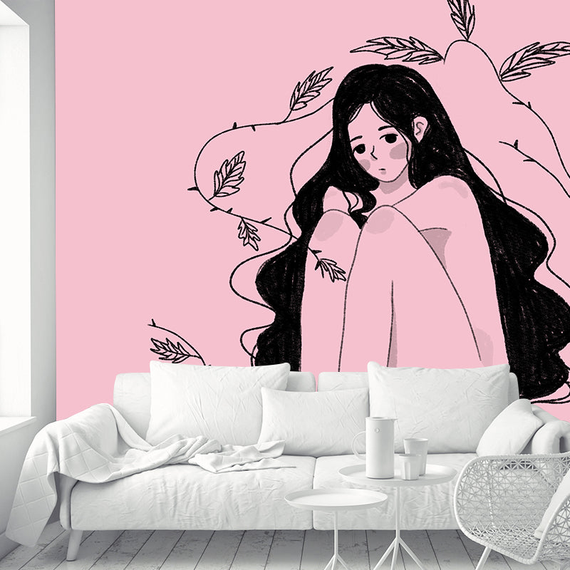 Illustration Stain Resistant Mural Wallpaper Portraiture Sleeping Room Wall Mural