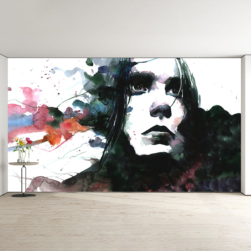 Environment Friendly Wall Mural Wallpaper Watercolor Portraiture Sitting Room Wall Mural