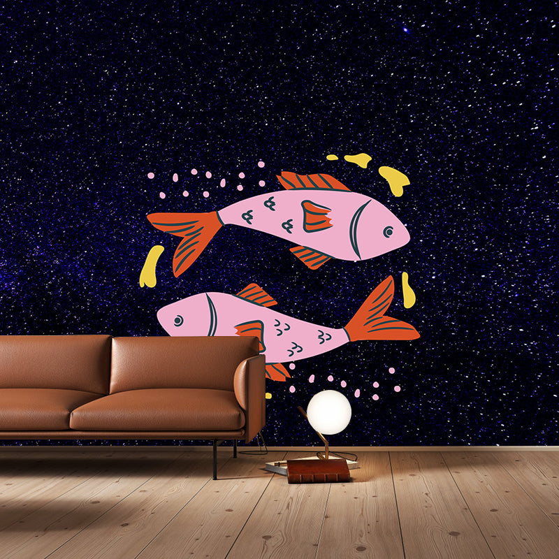 Constellation Illustration Mildew Resistant Wallpaper Sleeping Room Wall Mural