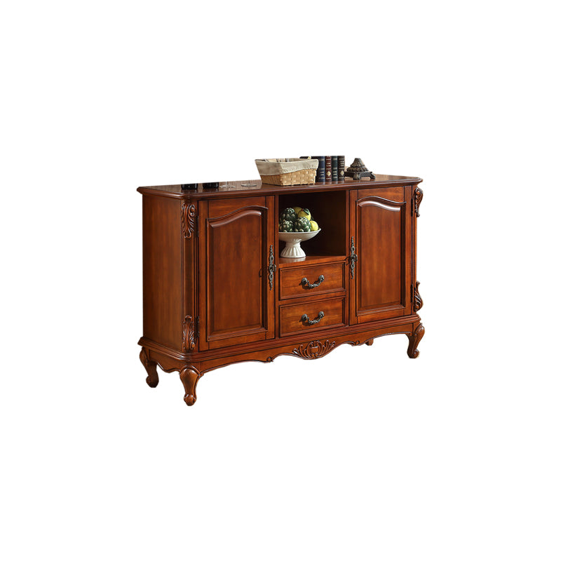 Traditional TV Stand with Glide Drawer Home Solid Wood TV Cabinet