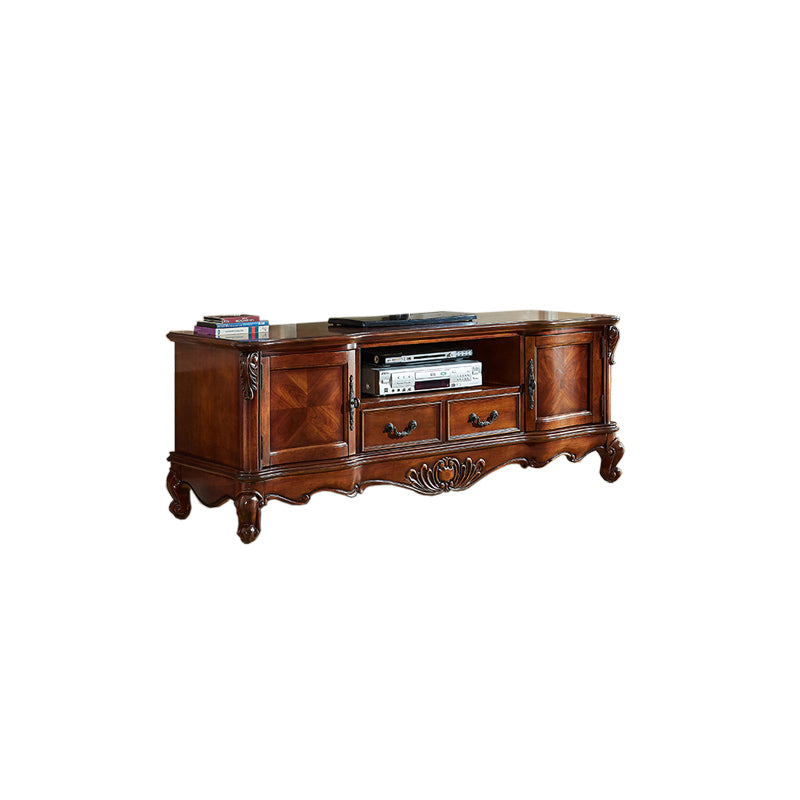 Traditional TV Stand with Glide Drawer Home Solid Wood TV Cabinet