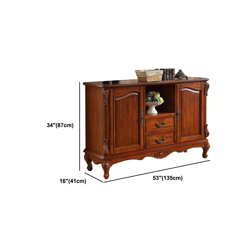 Traditional TV Stand with Glide Drawer Home Solid Wood TV Cabinet