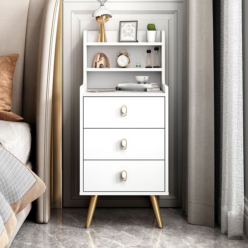 3-Drawer Nightstand 16" W White / Grey Night Table for Bedroom