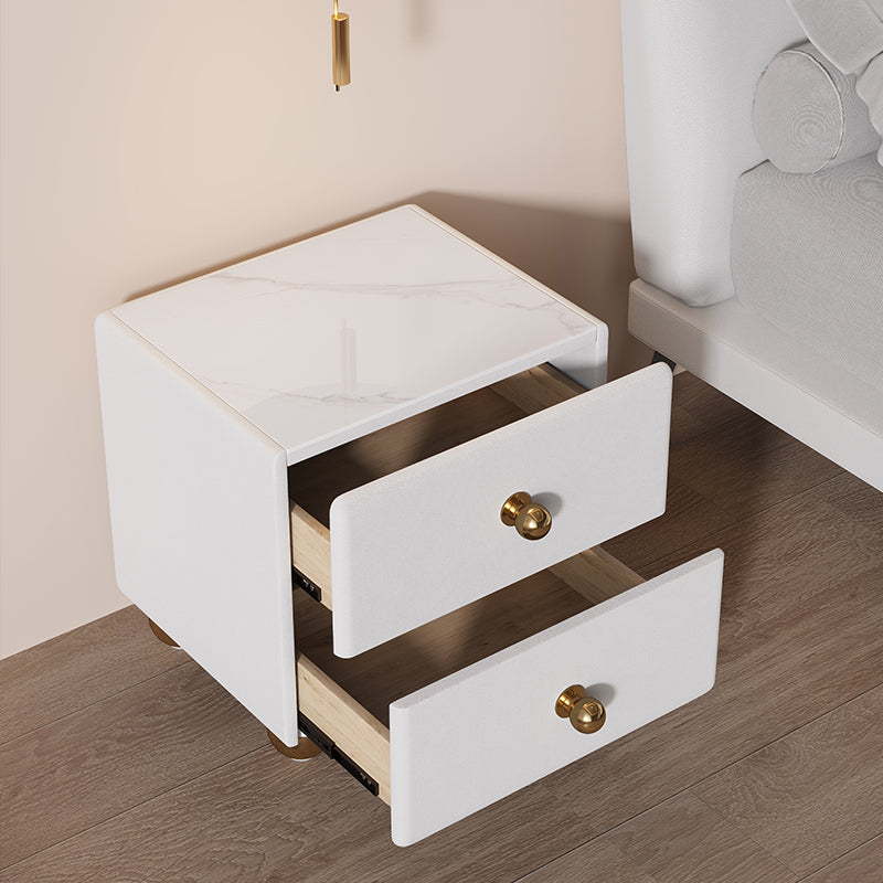 2-Drawer Nightstand 15.8" W Wooden Closed Storage Night Table for Bedroom