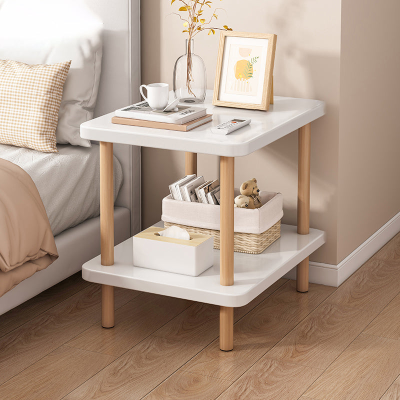 Imitation Wood Nightstand Open Storage Modern Shelf Included Night Table with Legs