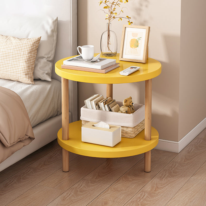 Imitation Wood Nightstand Open Storage Modern Shelf Included Night Table with Legs