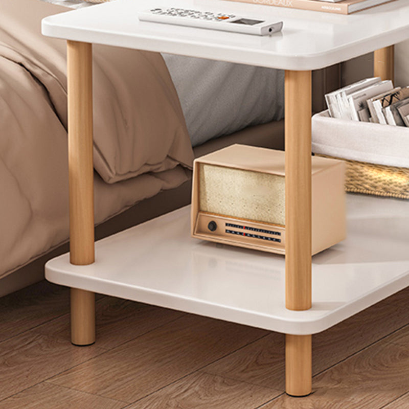 Imitation Wood Nightstand Open Storage Modern Shelf Included Night Table with Legs