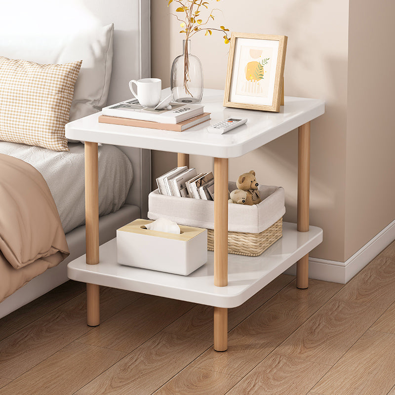 Imitation Wood Nightstand Open Storage Modern Shelf Included Night Table with Legs