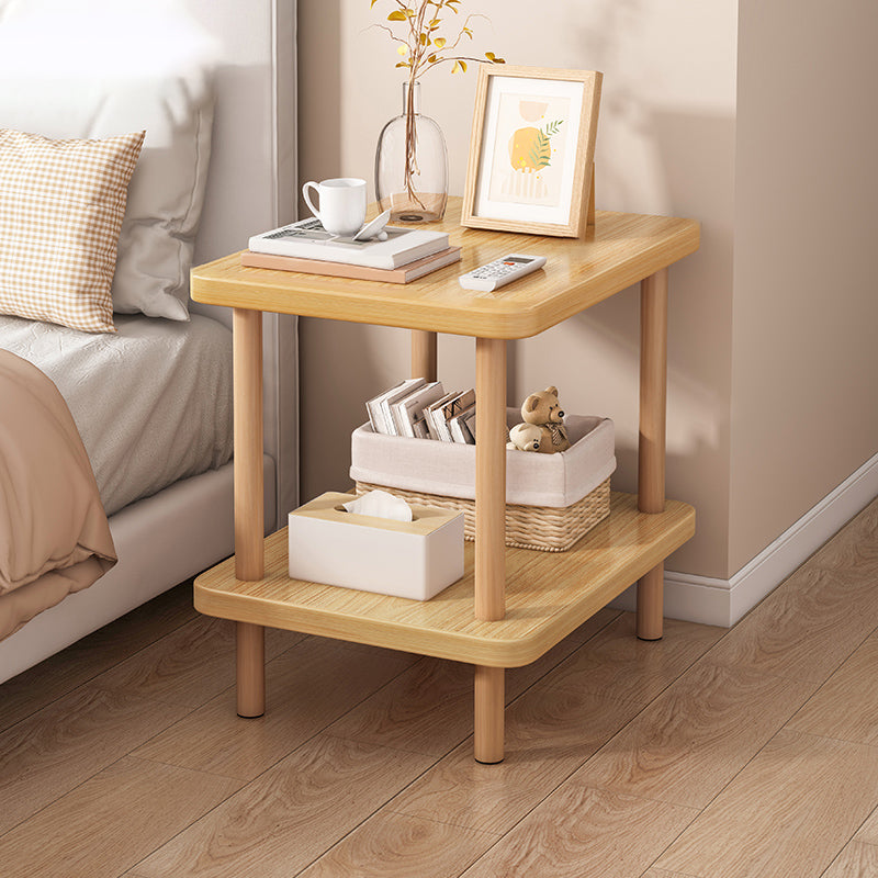 Imitation Wood Nightstand Open Storage Modern Shelf Included Night Table with Legs