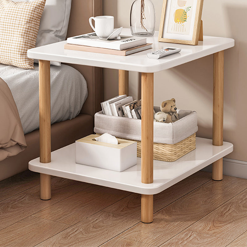 Imitation Wood Nightstand Open Storage Modern Shelf Included Night Table with Legs