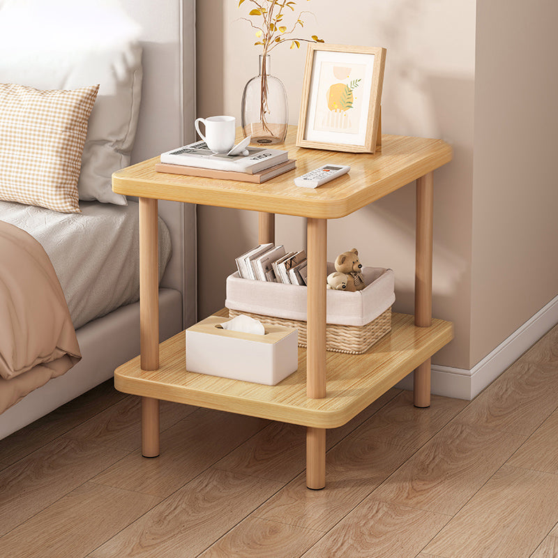 Imitation Wood Nightstand Open Storage Modern Shelf Included Night Table with Legs