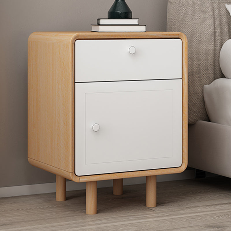 Modern Solid Wood Nightstand 1-Drawer Left Side Door Bed Cabinet