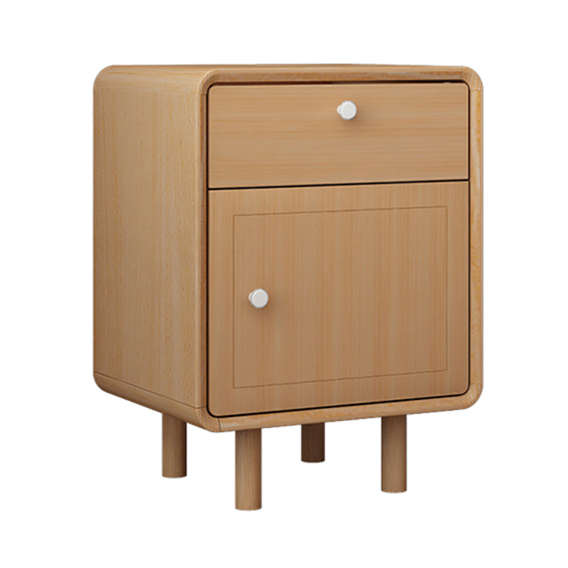 Modern Solid Wood Nightstand 1-Drawer Left Side Door Bed Cabinet